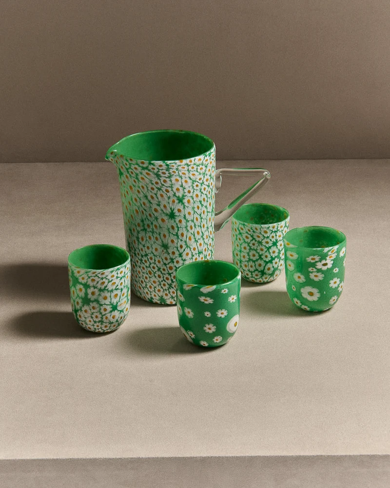 FULL MURRINA JUG IN WHITE & GREEN