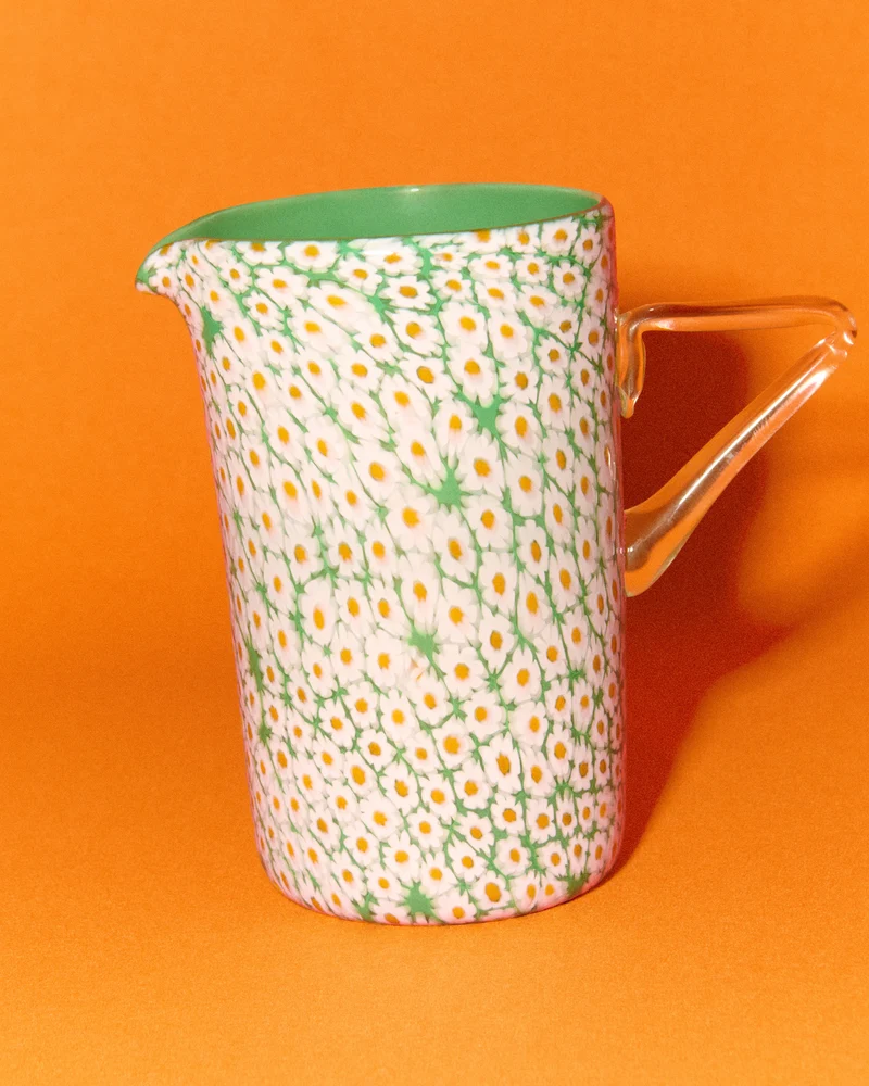 FULL MURRINA JUG IN WHITE & GREEN