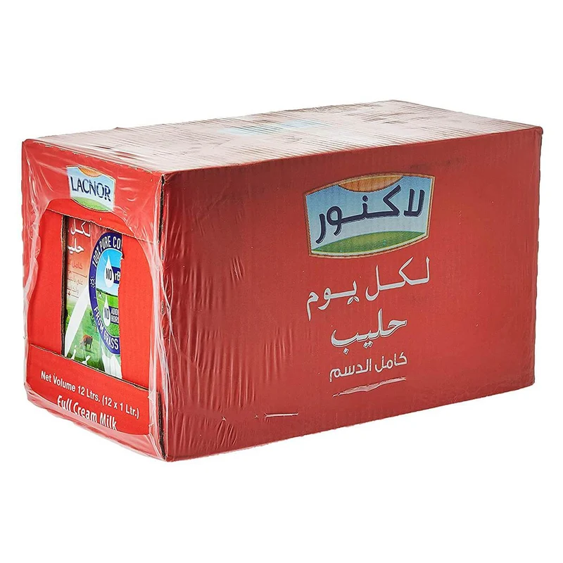 Lacnor Milk Full Cream - 12 X 1LTR