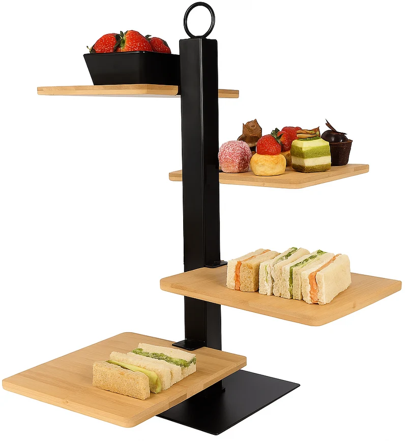 Cookinglife Etagere 4-lagig / Servierständer + Schälchen - Schwarzes Metall