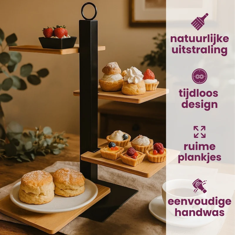 Cookinglife Etagere 4-lagig / Servierständer + Schälchen - Schwarzes Metall