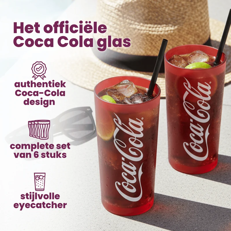 Coca Cola Gläser - Longdrinkgläser - Erfrischungsgetränkgläser - Rot 270 ml - 6 Stück