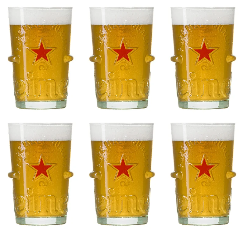Heineken Biergläser Glas 250 ml Transparent - 6er Set - spülmaschinenfest