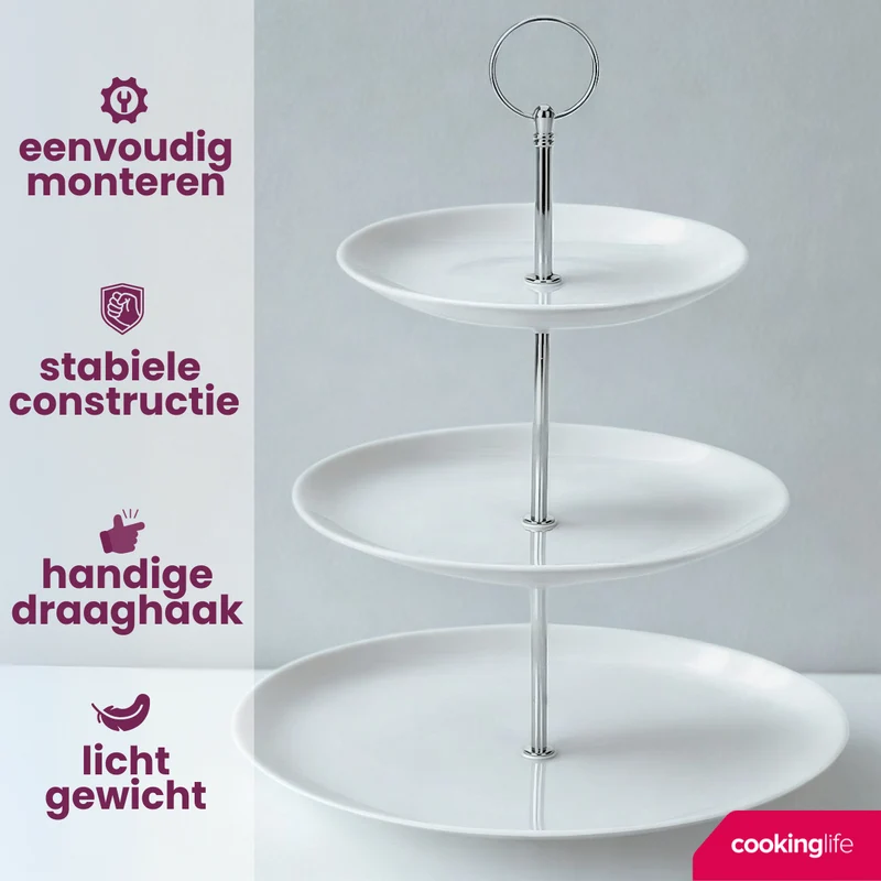 Cookinglife Etagere / Servierturm Food for Fun ø 16, 21 & 26 cm - 3-stöckig - 34 cm hoch