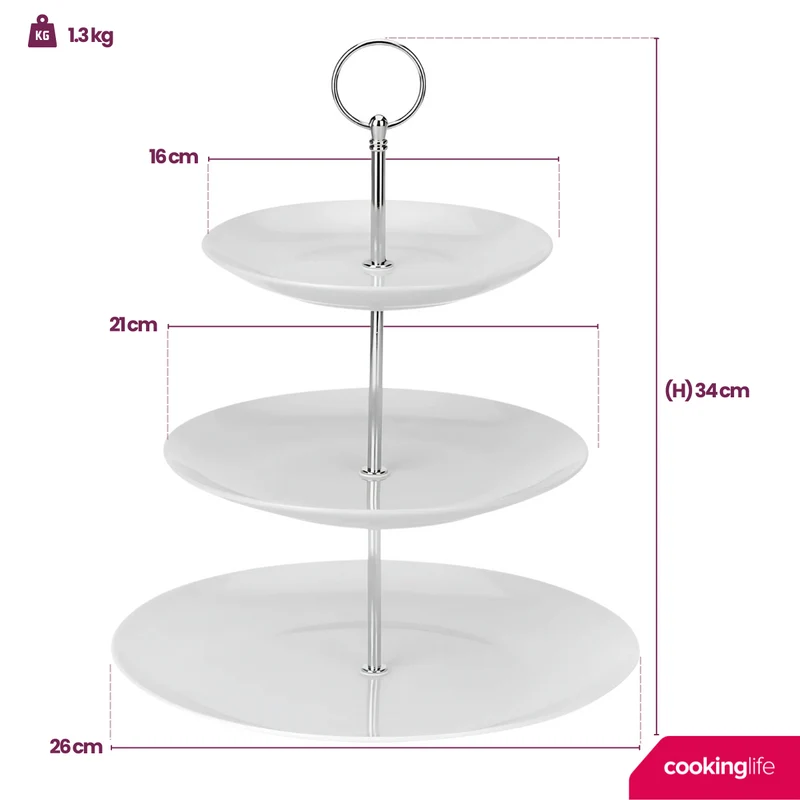 Cookinglife Etagere / Servierturm Food for Fun ø 16, 21 & 26 cm - 3-stöckig - 34 cm hoch