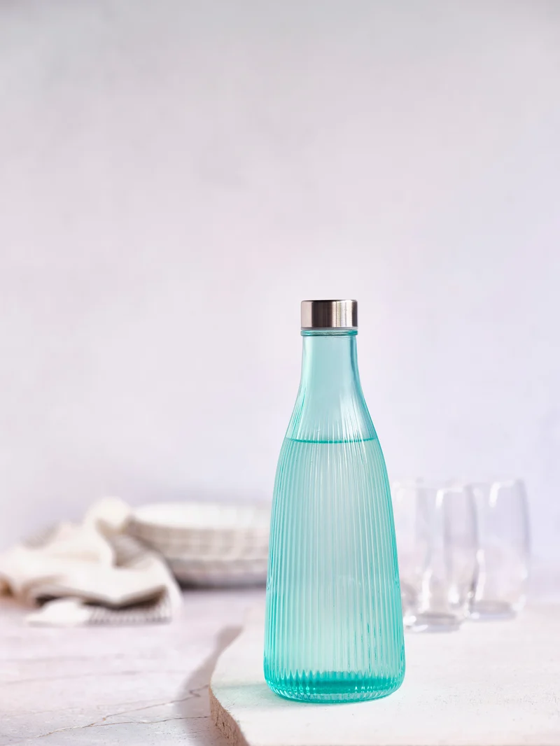 Cosy & Trendy Wasserkaraffe Atla mit Edelstahlverschluss – Glas – Mineralgrün – 1 Liter
