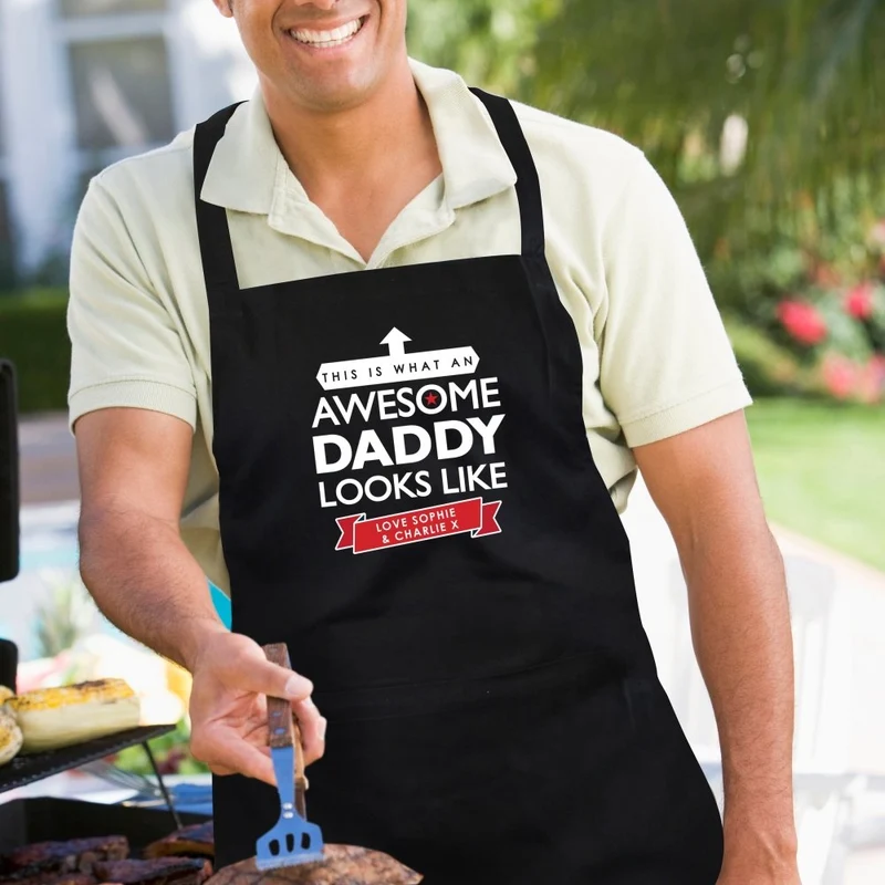 Personalised 'This Is What An Awesome... Looks Like' Black Apron