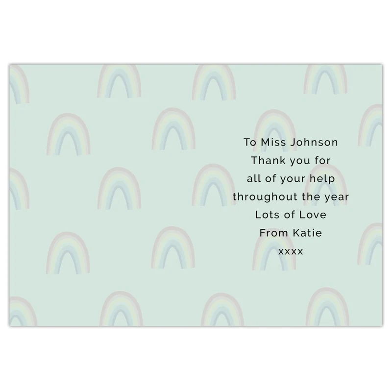 Personalised Rainbow Thank You Card