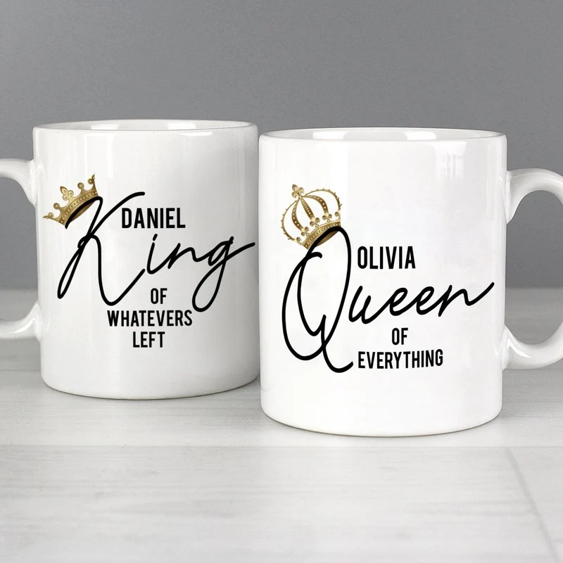 Personalised King And Queen Of Everything Mug Set