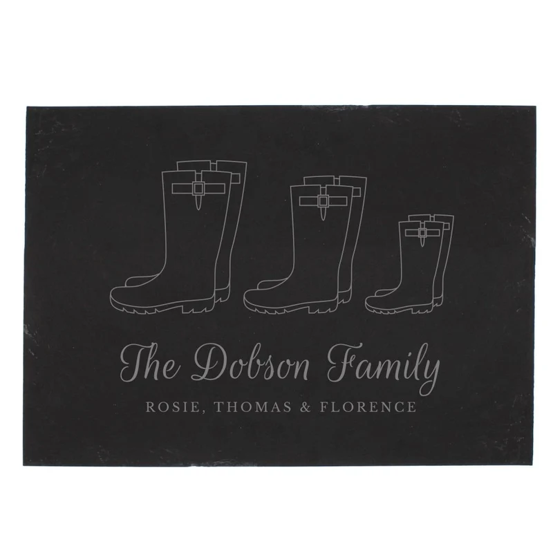Personalised Welly Boot Family Of Three Slate