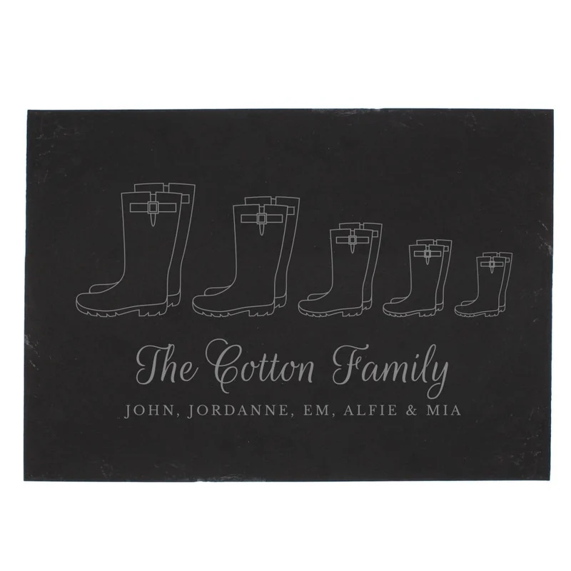 Personalised Welly Boot Family Of Five Slate