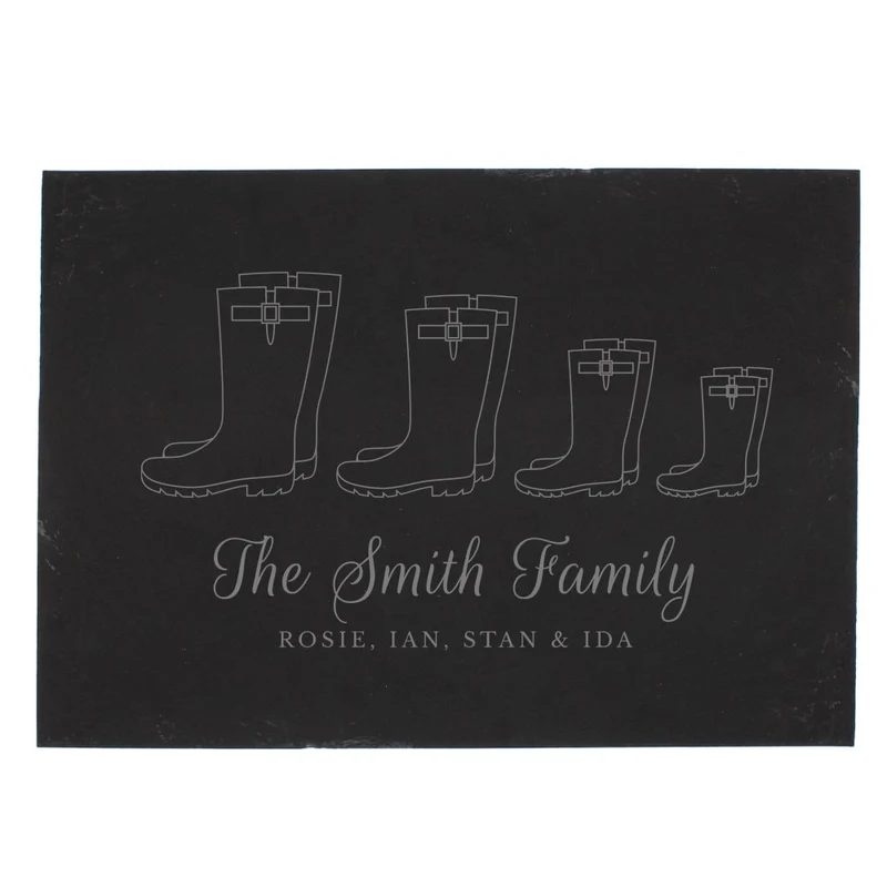 Personalised Welly Boot Family Of Four Slate