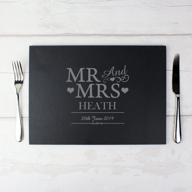 Personalised Mr & Mrs Slate Placemat