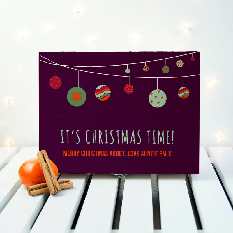 Personalised Personalised Baubles Christmas Tea Box