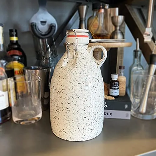 Ceramic Kombucha or Beer Growler Jug for Bottling Home Brewing Beer, Soda, or as a Decorative Vase - 84-ounce