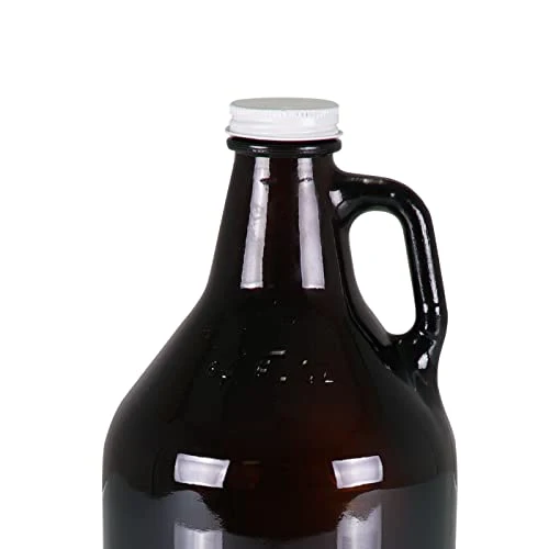 LEGACY - a Picnic Time brand, Amber Glass Growler Jug with Handle and Steel Twist Off Lid, 64-Ounce
