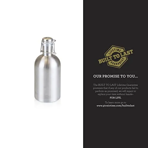 Stainless Steel 64-Ounce Beer Growler by LEGACY - a Picnic Time Brand, Silver Finish