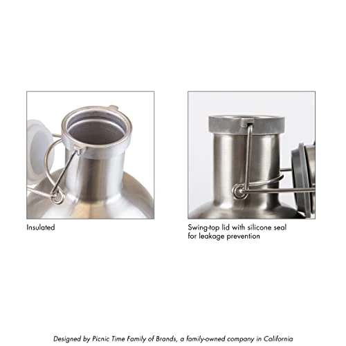Stainless Steel 64-Ounce Beer Growler by LEGACY - a Picnic Time Brand, Silver Finish