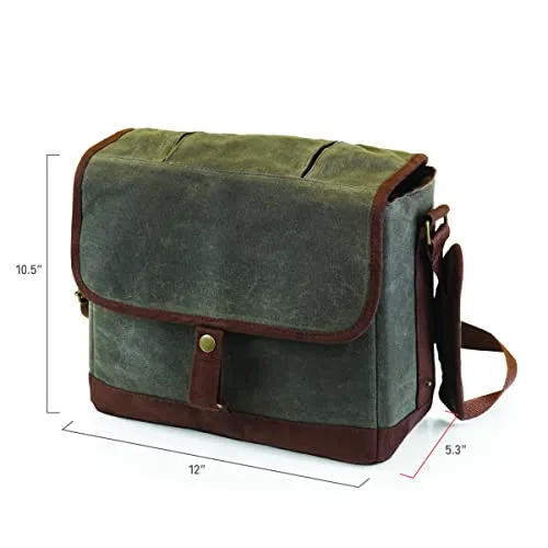 LEGACY - a Picnic Time brand Double Growler Insulated Tote, Khaki Green/Brown
