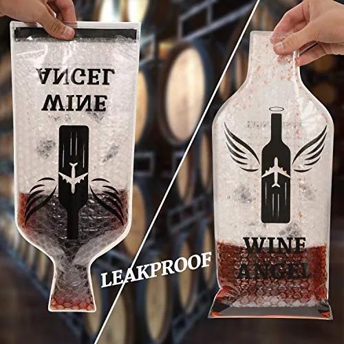 [UPGRADED PROTECTION] 4 Set (8 pcs) Reusable Wine Bags for Travel, Wine Travel Protector, Bottle Travel Sleeve Case For Airplane, Car, Cruise, TRIPLE Protection Luggage Leak-proof Safety Impact Resist