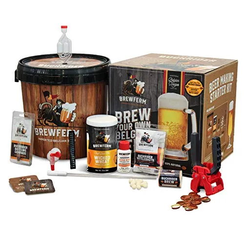 Brewferm Buckrider Belgian Homebrewing Premium Deluxe Brew Kit - Wicked Wheat Premium Deluxe Craft Brew Mix - No Boil - Makes 15 Liters/ 4 gallons