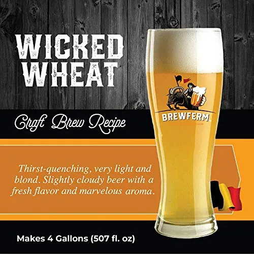 Brewferm Buckrider Belgian Homebrewing Premium Deluxe Brew Kit - Wicked Wheat Premium Deluxe Craft Brew Mix - No Boil - Makes 15 Liters/ 4 gallons