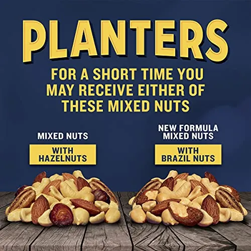 PLANTERS Deluxe Mixed Nuts with Hazelnuts, 15.25 oz. Resealable Canister - Cashews, Almonds, Hazelnuts, Pistachios & Pecans Roasted in Peanut Oil with Sea Salt - Kosher Savory Snack