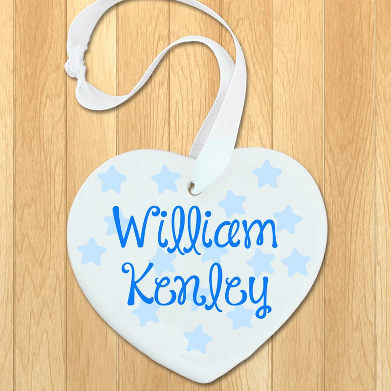 Personalised Personalised Baby Name Heart Keepsake in Blue