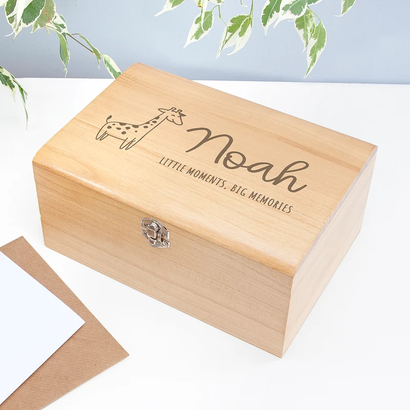 Personalised Personalised Baby Giraffe Keepsake Wooden Chest