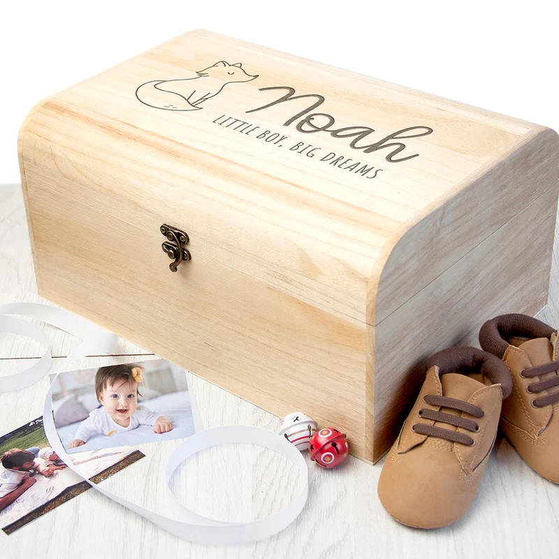 Personalised Personalised Baby Fox Keepsake Wooden Chest