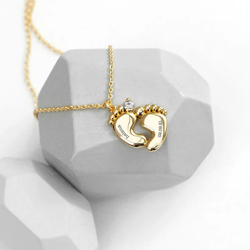 Personalised Personalised Baby Feet Plated Necklace