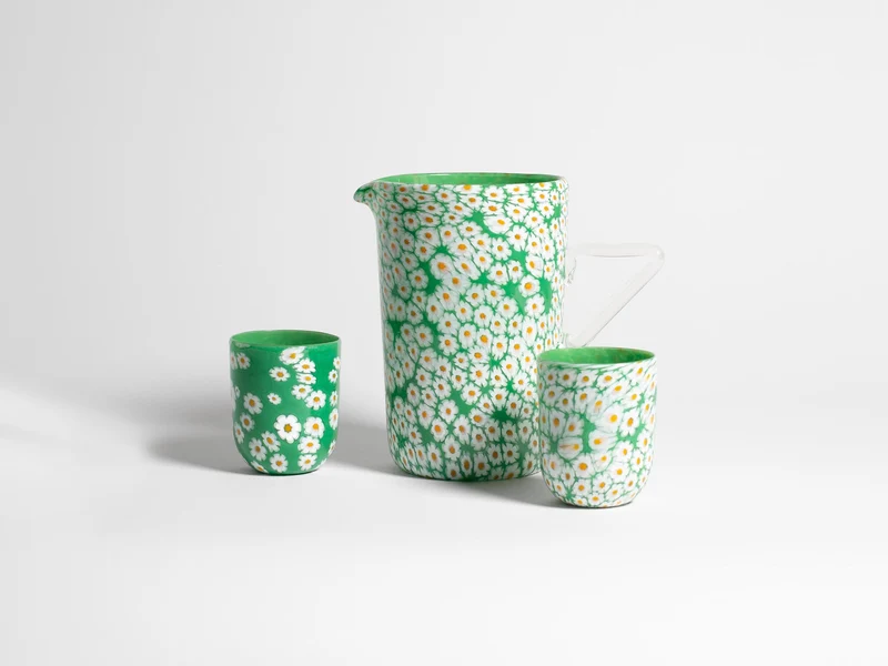 FULL MURRINA GLASS IN WHITE & GREEN