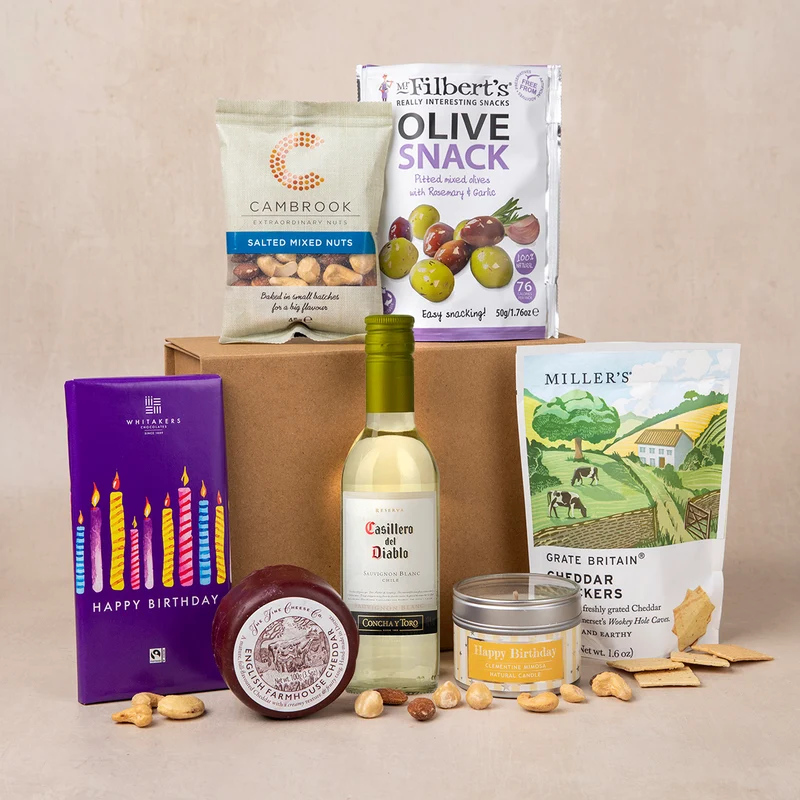 Happy Birthday Cheese and White Wine Hamper