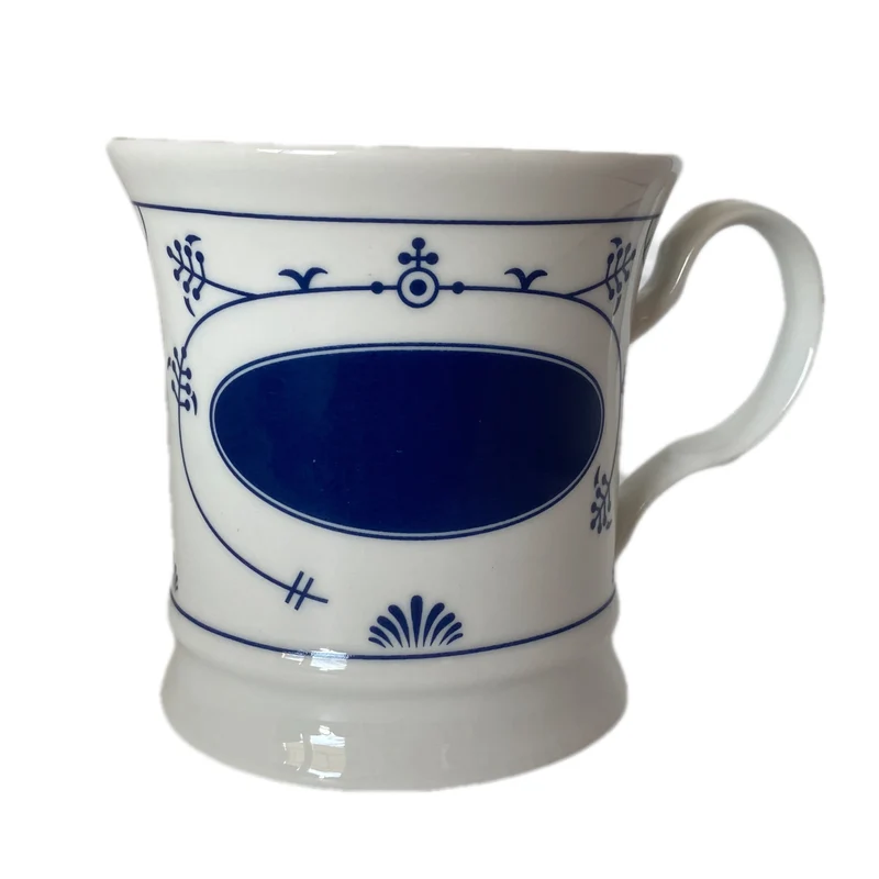 Porzellan - Namensbecher mit Wunschnamen, indisch blau - Design, jeder Name ist möglich, Gravurbecher