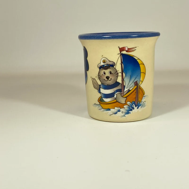 Eierbecher / Schnapsglas „Robbe Seefahrer“ mit Wunschnamen - Jeder Name ist möglich!