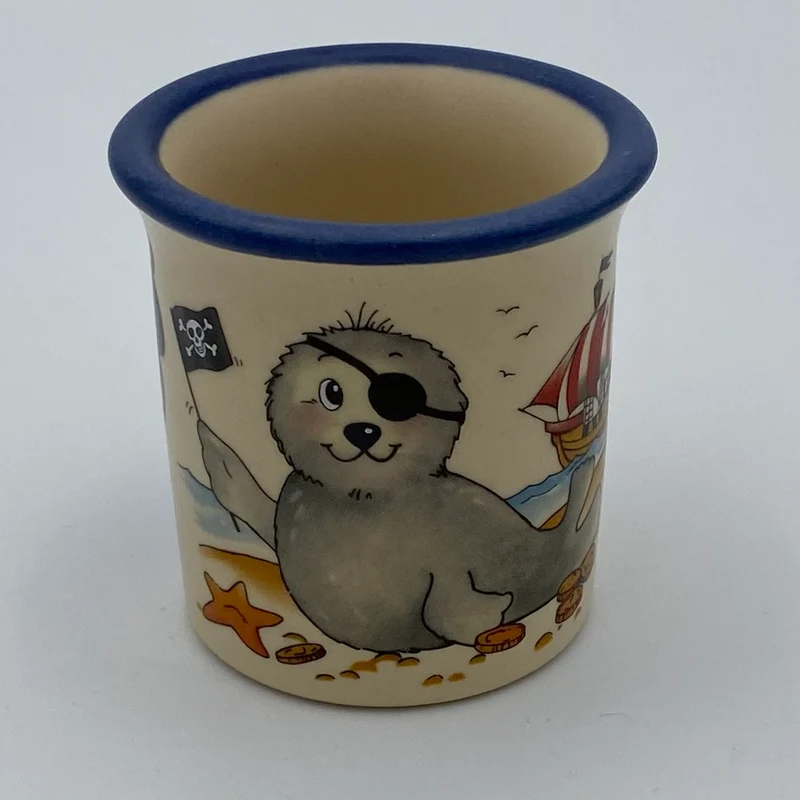 Eierbecher / Schnapsglas „Robbe Pirat“ mit Wunschnamen - Jeder Name ist möglich!