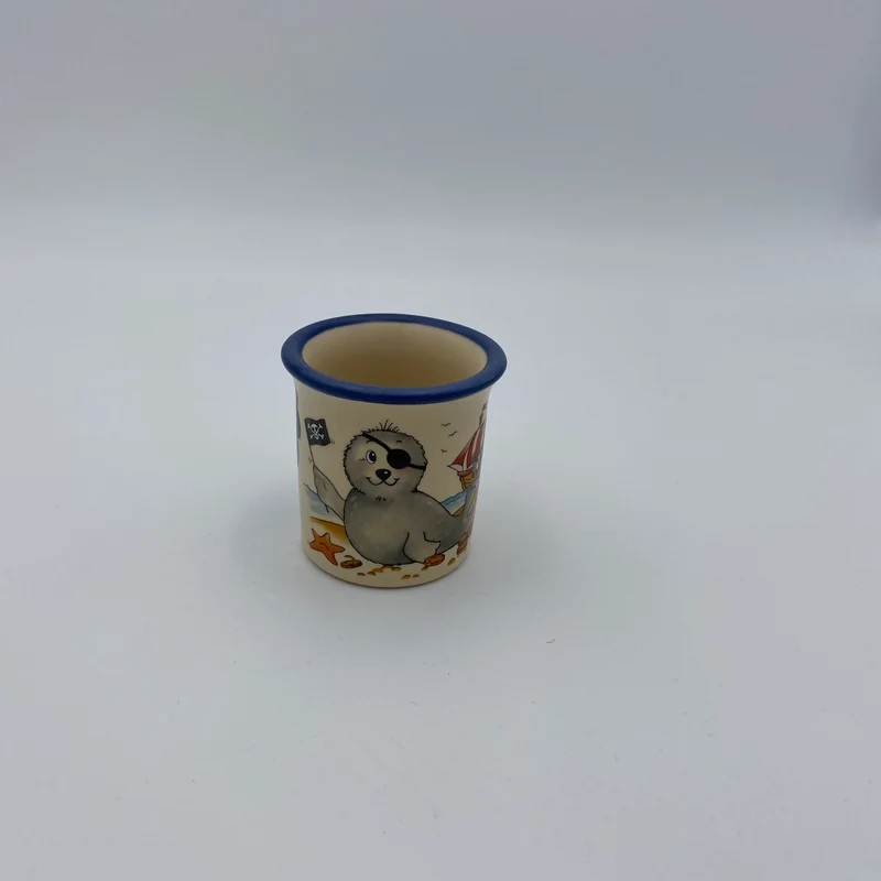 Eierbecher / Schnapsglas „Robbe Pirat“ mit Wunschnamen - Jeder Name ist möglich!