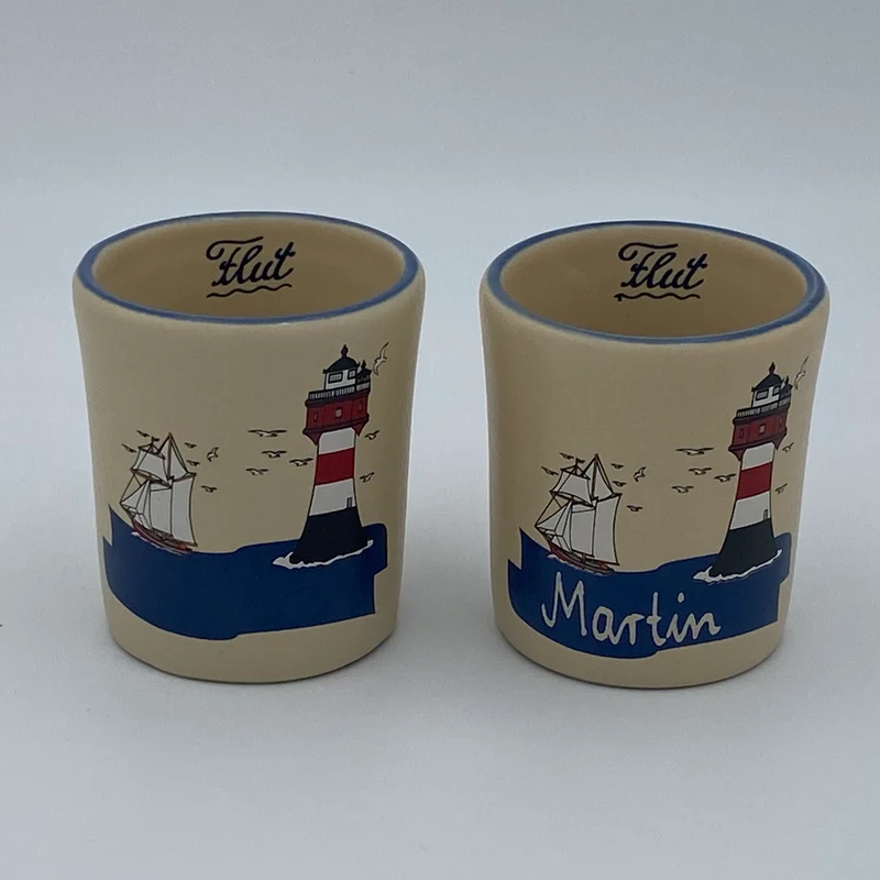 Eierbecher / Schnapsglas „Leuchtturm“ mit Wunschnamen - Jeder Name ist möglich!