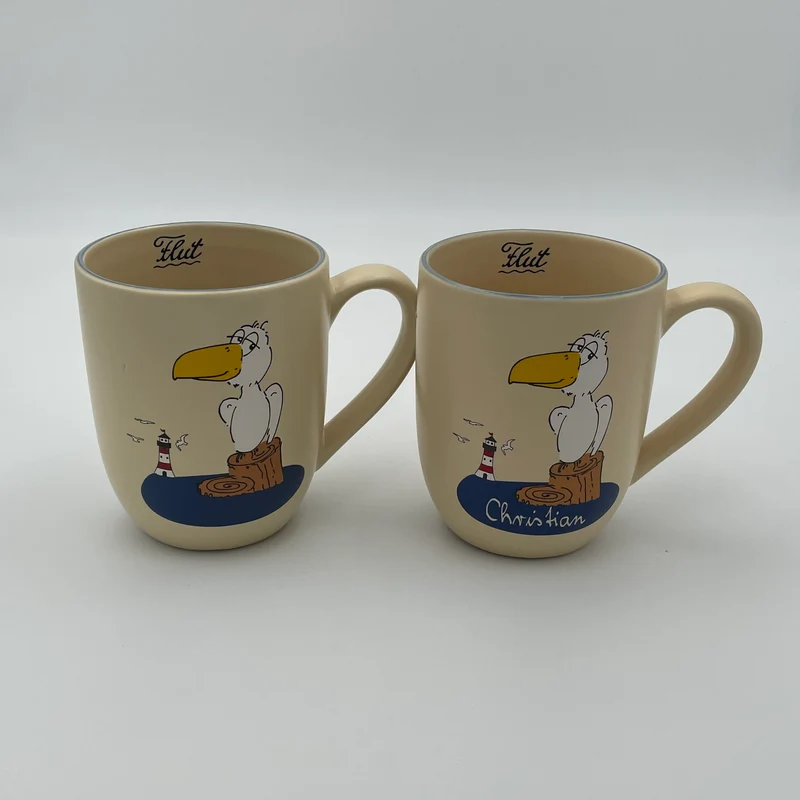 Große Tasse, Keramik, „Möwe“ mit Wunschnamen - Jeder Name ist möglich!