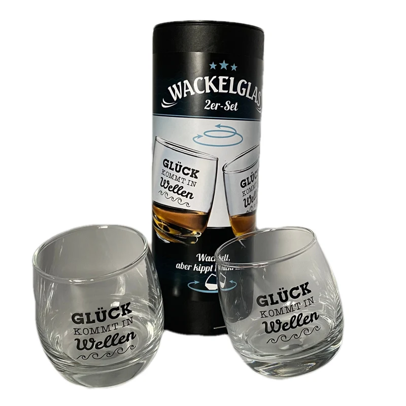 Wackelglas „Glück kommt in Wellen“