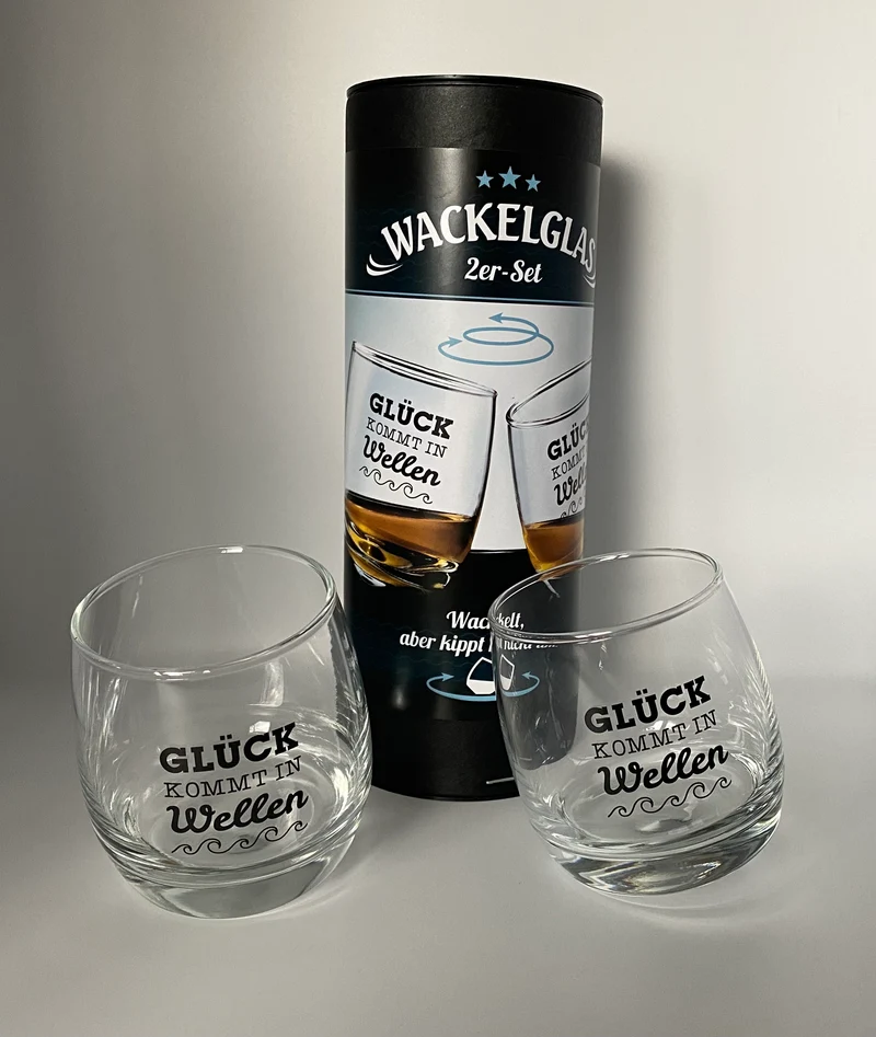 Wackelglas „Glück kommt in Wellen“