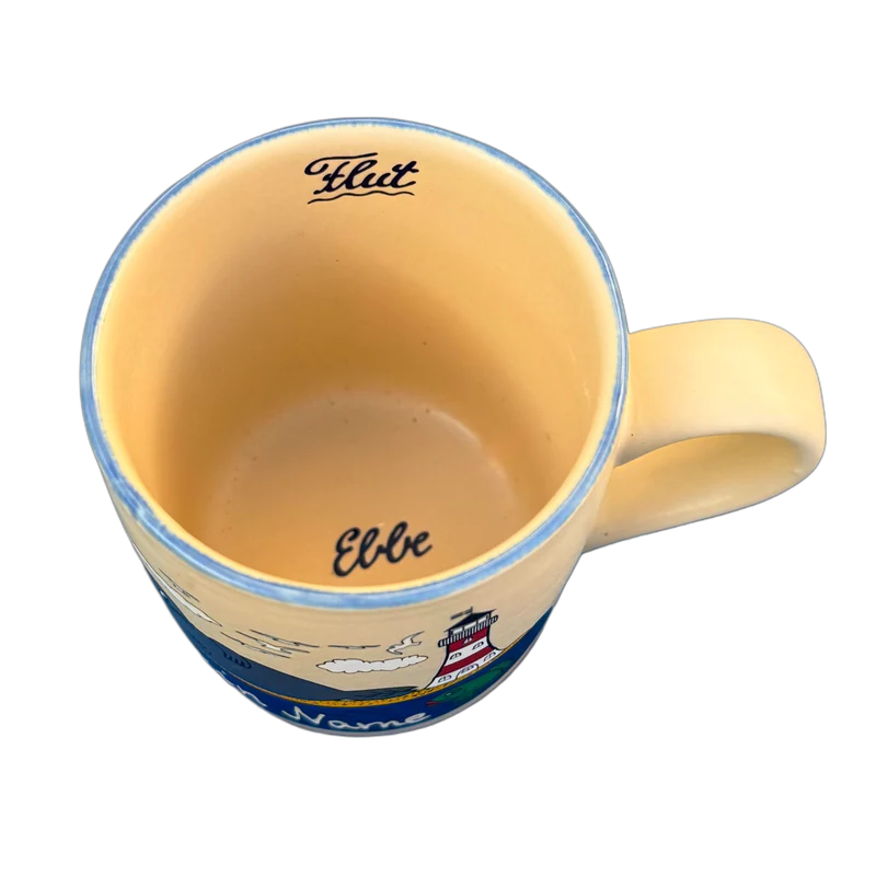 Kindertasse, Keramik, „Robbe“ groß mit Wunschnamen - Jeder Name ist möglich!