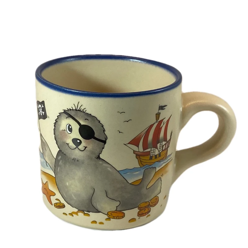 Tasse, Keramik, Robbe „Pirat“ mit Wunschnamen - Jeder Name ist möglich!