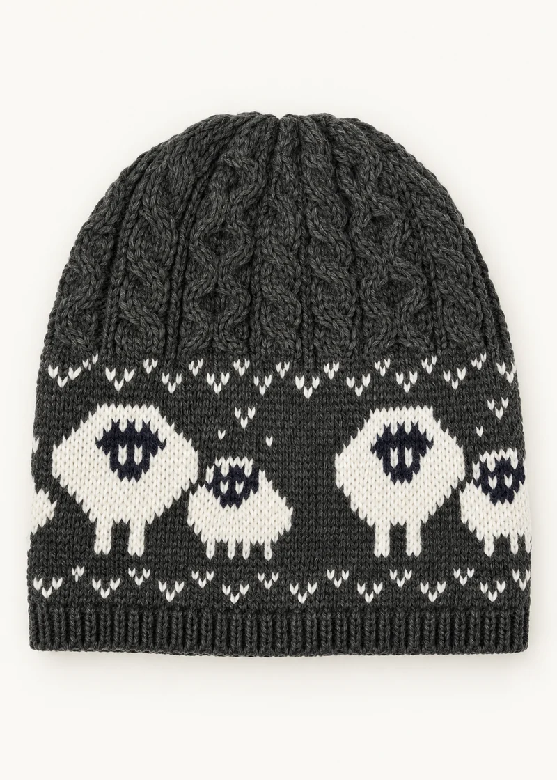 Merino Wool Sheep Beanie Hat | Green