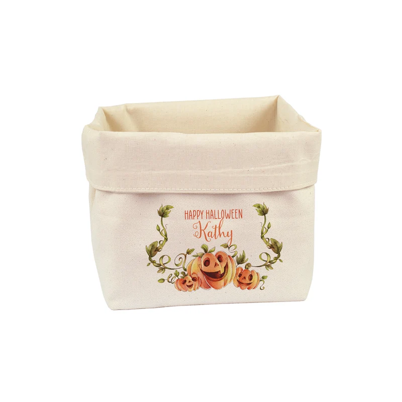 Halloween Boo Basket aus Stoff mit Name & Wunschtext personalisiert | Geschenkkorb in 2 Größen