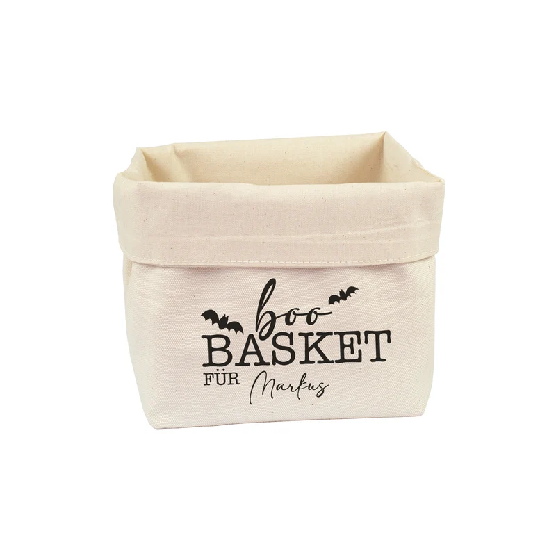Halloween Korb personalisiert mit Name | Boo Basket aus 100% Baumwolle für Süßes oder Saures