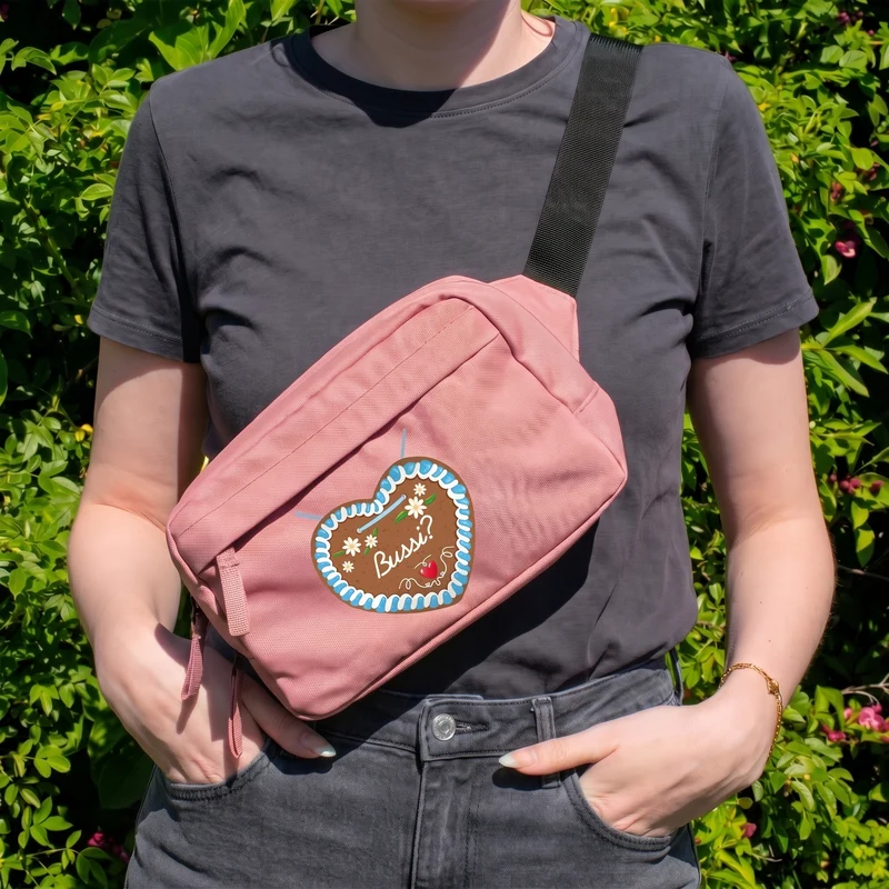 Bauchtasche mit Lebkuchenherz & Name personalisiert | Crossbody Bag für Volksfest, Frauen & Männer