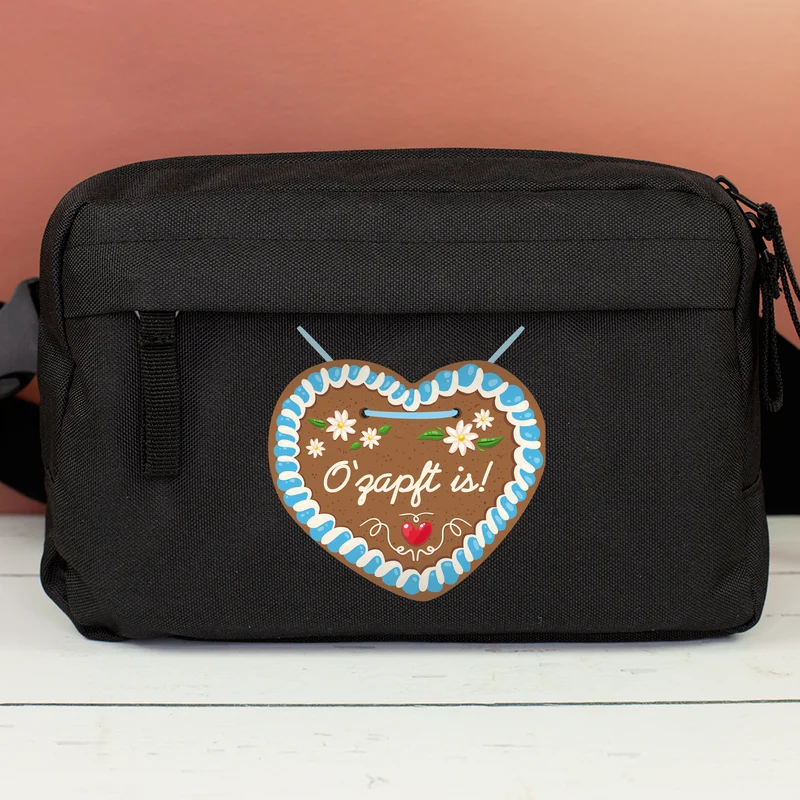 Bauchtasche mit Lebkuchenherz & Name personalisiert | Crossbody Bag für Volksfest, Frauen & Männer