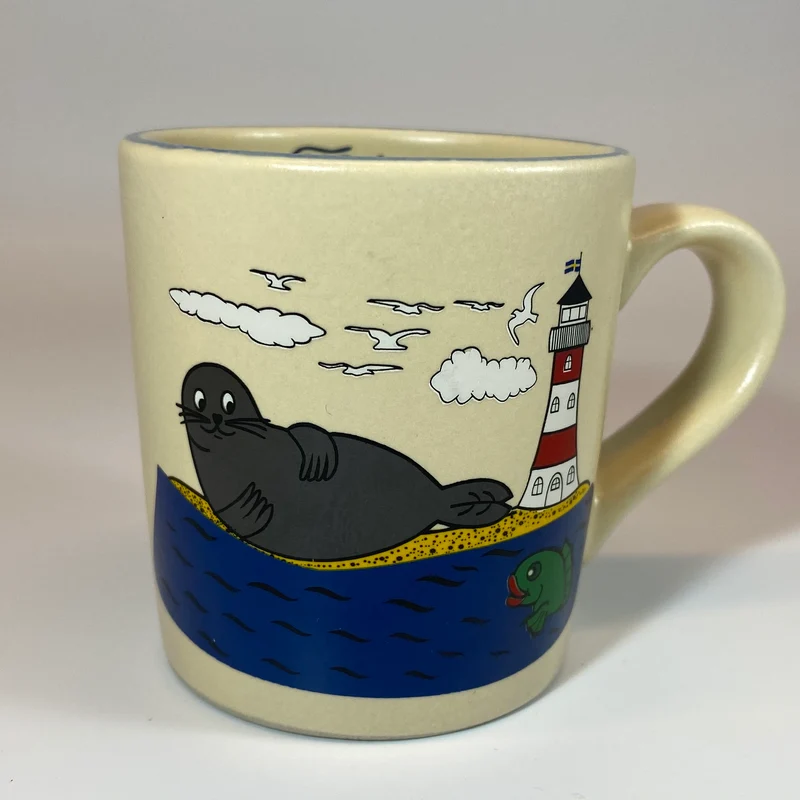 Kindertasse, Keramik, „Robbe“ klein (Espressogröße) mit Wunschnamen - Jeder Name ist möglich!