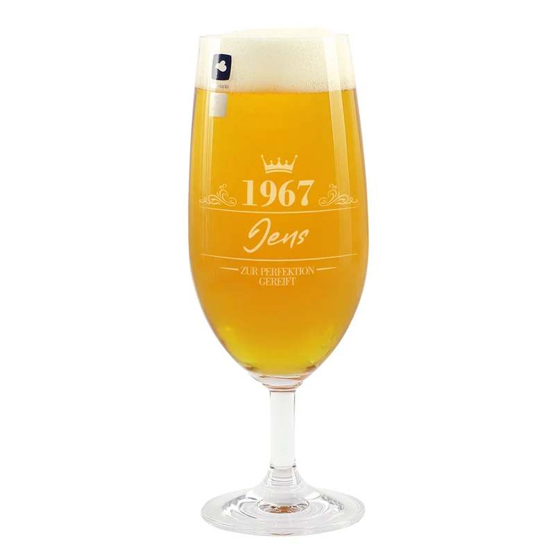 Bierglas von Leonardo mit Name & Geburtsjahr graviert | Pils Glas als Geburtstagsgeschenk für Männer